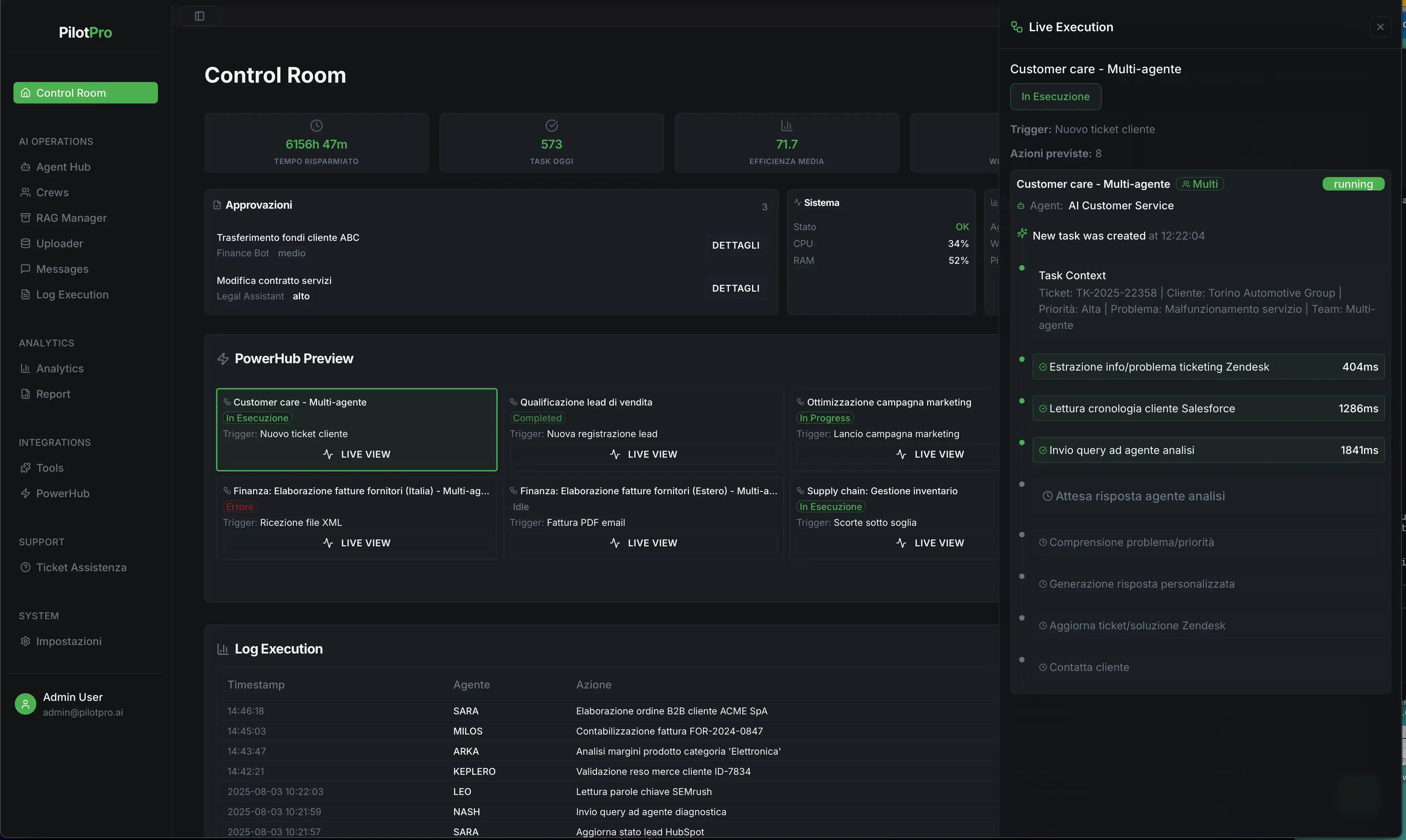 AI Agent Dashboard Preview